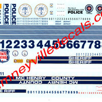 Chimneyville 1/24 Wisconsin, Miami, Oklahoma City, McHenry County Police Decals 3017