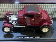 Motormax 1/18 1932 Ford Hot Rod 2 Door Burgundy 73172 BURG