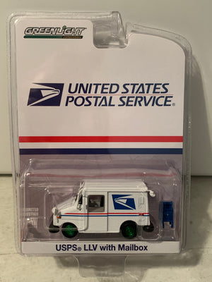 Greenlight 1/64 GREEN MACHINE USPS Postal Service LLV Mail Truck w/ Mailbox