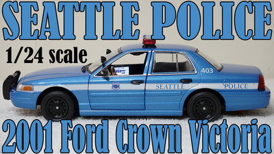 CUSTOM 1/24 Seattle WA Police Ford Crown Victoria WITH WORKING LIGHTS & SIREN
