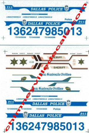Chimneyville 1/43 Dallas & San Antonio Police Decals #1726