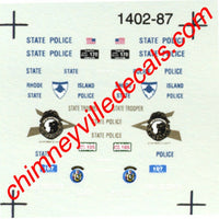 Chimneyville HO 1/87 New Hampshire / Maine / Rhode Island Police Decals #1402