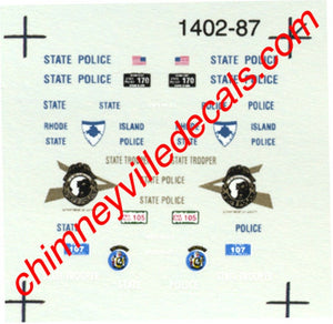 Chimneyville HO 1/87 New Hampshire / Maine / Rhode Island Police Decals #1402