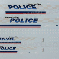 Code 3 1/43 & 1/24  Police Decals - Mooresville NC North Carolina