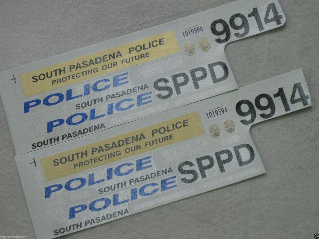 Fowlers 1/24 Police Decals 24507 South Pasadena, CA   Markings For 2 Cars