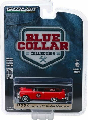 Greenlight 1/64 Blue Collar 5 1955 Chevy Sedan Del Marvel Mystery Oil 35120A