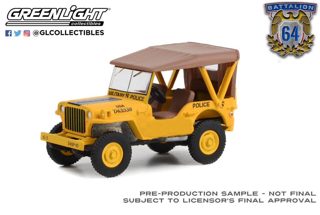 Greenlight 1/64 Battalion S3 1949 Willys Jeep Military Police Camp Drake 61030C