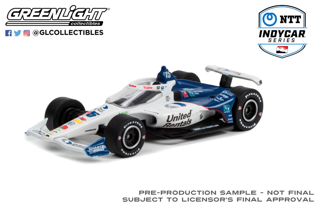 Greenlight 1/64 NTT Indy 2022 Race Car #15 Graham Rahal United Rentals 11537