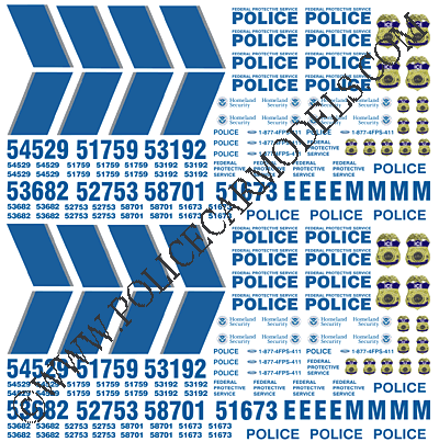 Bill Bozo Federal Protective Service Police Decals | blackdogdiecast.com
